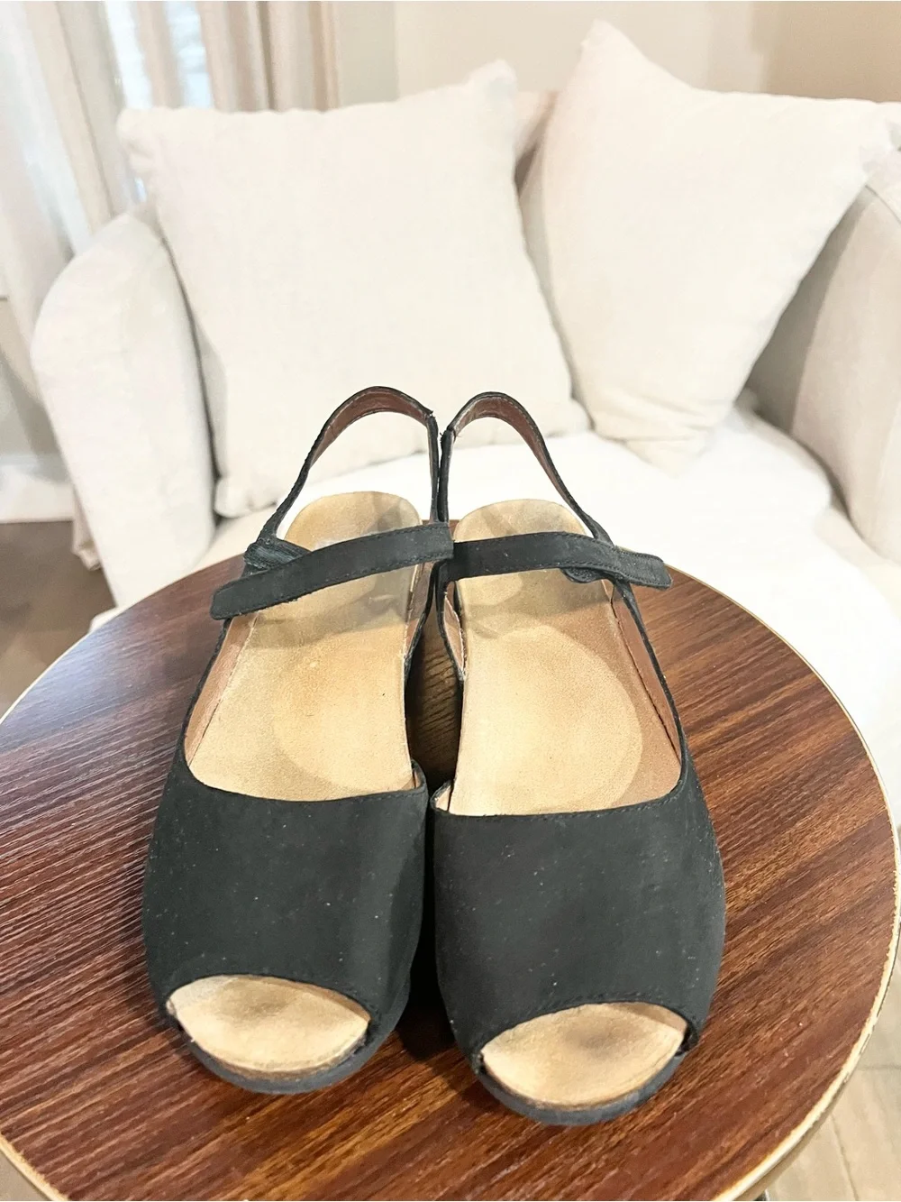 Dansko Black Peep Toe Comfort Wedge Sandals Ankle Strap Women’s  - Size EU 40